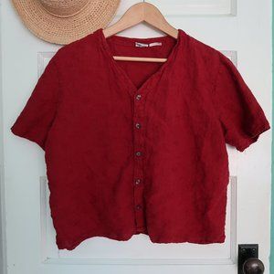 CP Shades Boxy Embroidered Linen Top